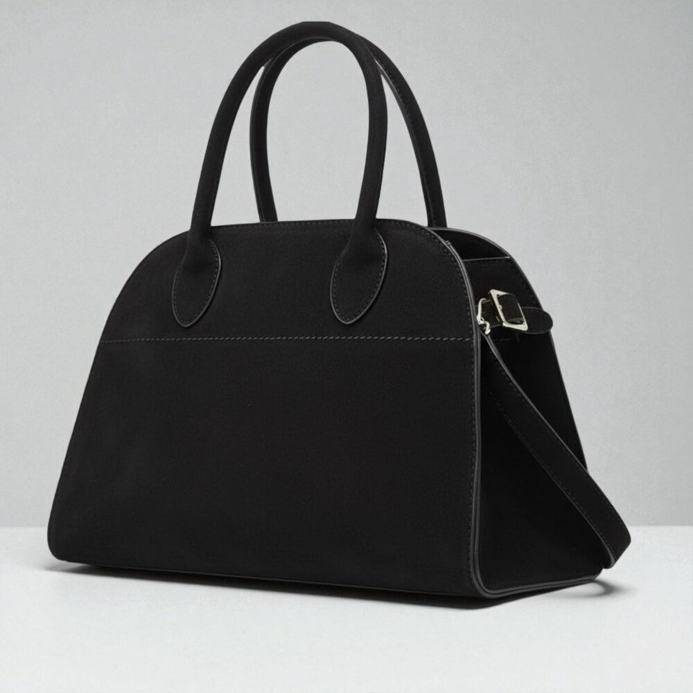 Black Vegan Suede Tote Bag Style of Margaux The Row - Unbranded